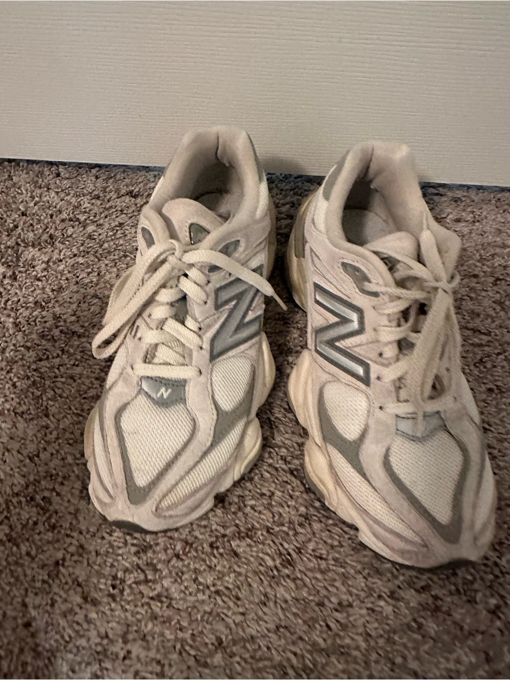 New Balance 9060 Neutral White and Grey Athletic Sneakers - Picture 5 of 11
